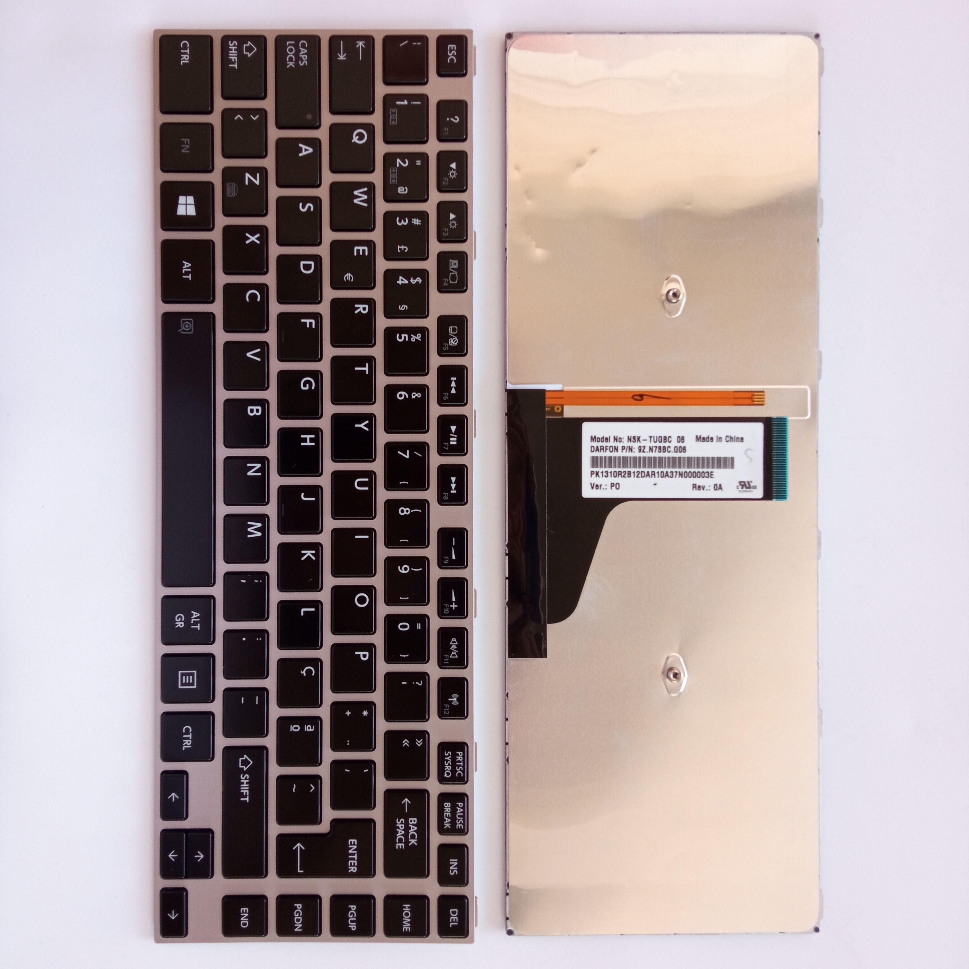 Picture of New Replacement Laptop Keyboard For TOSHIBA M40-A SILVER FRAME BLACK Backlit PO Layout
